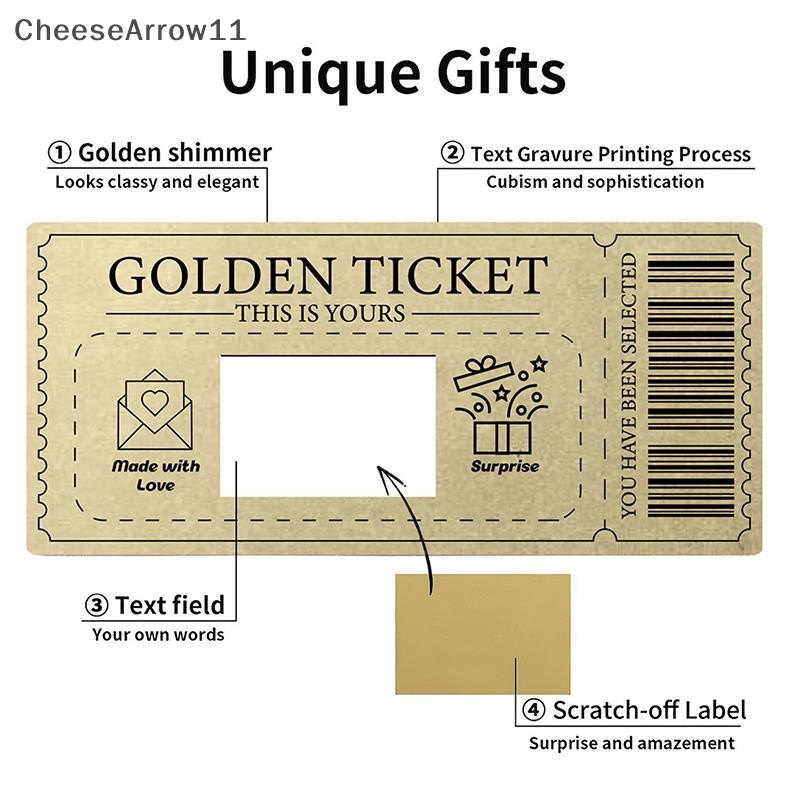 Che การ์ดขูด Raffle Gift Scratch Off Ticket Golden Ticket Surprise Concert Ticket Party Favor With E