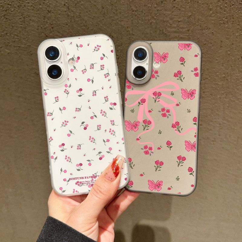 กรณีโทรศัพท์ จัดส่งจากประเทศไทย ดอกเชอร์รี่เคสไอโฟน iPhone 16 15 14 13 12 11 PRO MAX X XS MAX XR 7/8P ป้องกันลายนิ้วมือ - รูปที่ 6