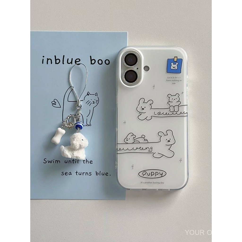 เคสโทรศัพท์ Apple, เคสแข็งกันกระแทก, เหมาะสำหรับ iPhone 16 Pro Max 15 14 13 12 11 XR XS 7 Plus 8, ลายการ์ตูนสุนัขลายทางสีขาว, ทนทานและกันกระแทก AFSJ