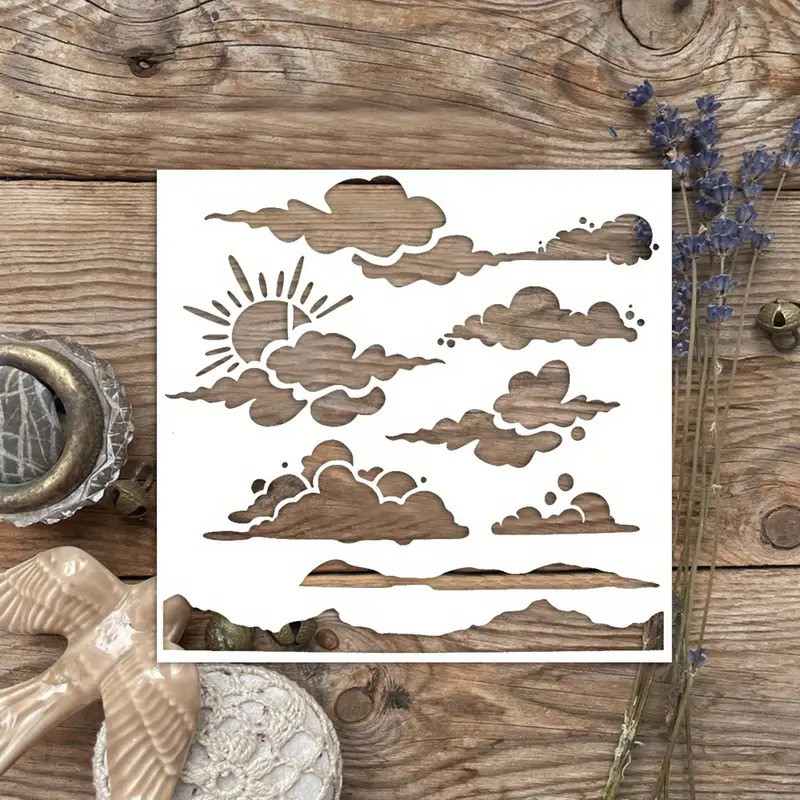 Leaflet Sky Theme Template นํากลับมาใช้ใหม่สีน้ํามันพาสเทลภาพวาด Hollow Template Cloud