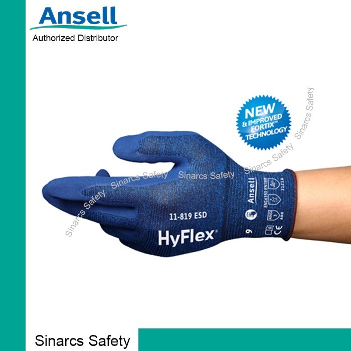 Jessy_mart~ Ansell HyFlex 11-819 ESD Safety Gloves Size 9 (ราคาต่อคู่) - Size 9