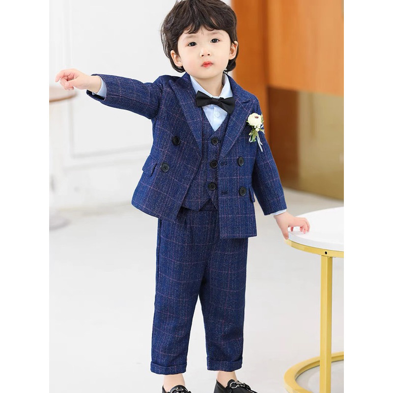 [ ShuBim Kids ] - VT02 - Dude VEST SET FOR BOYS WITH BOWBOW AND FLOWERS (รายละเอียดทั้งหมดตามภาพ)