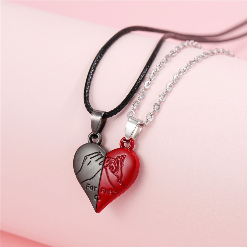 สร้อยคอคู่รัก EKG รูปหัวใจใหม่ ดีไซน์เรียบง่าย จี้แม่เหล็ก สร้อยคอ EKG รูปหัวใจ Y1GG