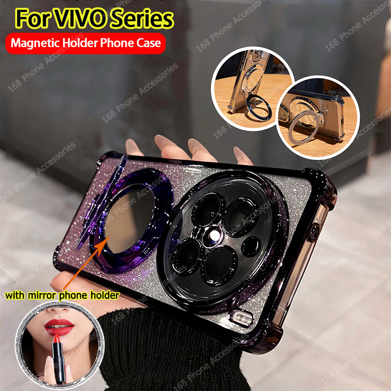 เคส Vivo X200 Pro Vivo X200 FE เคส Vivo X200 ใสเยลลี่กันกระแทกเคสแวววาวหรูหราพร้อมเลนส์กล้องป้องกันแ