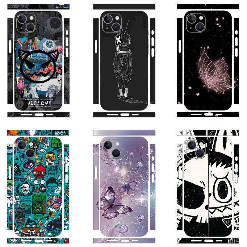 ฟิล์มกันรอยแบบเต็มหน้าจอสติกเกอร์ป้องกันด้านหลังการ์ตูนสําหรับ iPhone 6 6s 7 8 plus se se2 se3 โปร่ง