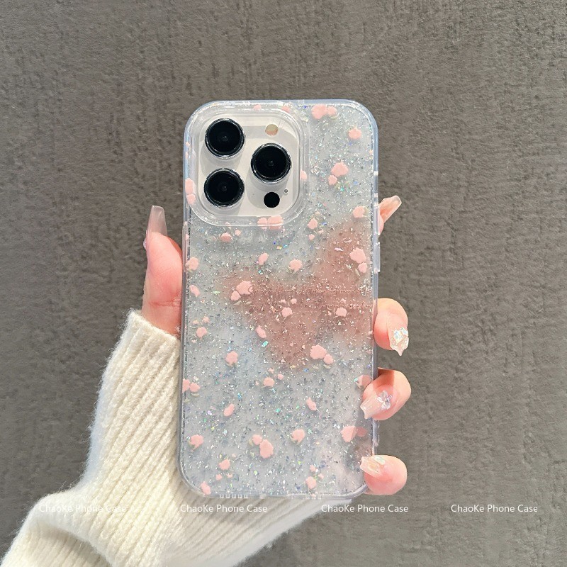 สำหรับ เคสไอโฟน11 ไอโฟน 13 ไอโฟน 16 pro max ไอโฟน15 ไอโฟน16 ไอโฟน 12 เคสโทรศัพท์กลิตเตอร์ใส DLSFK018