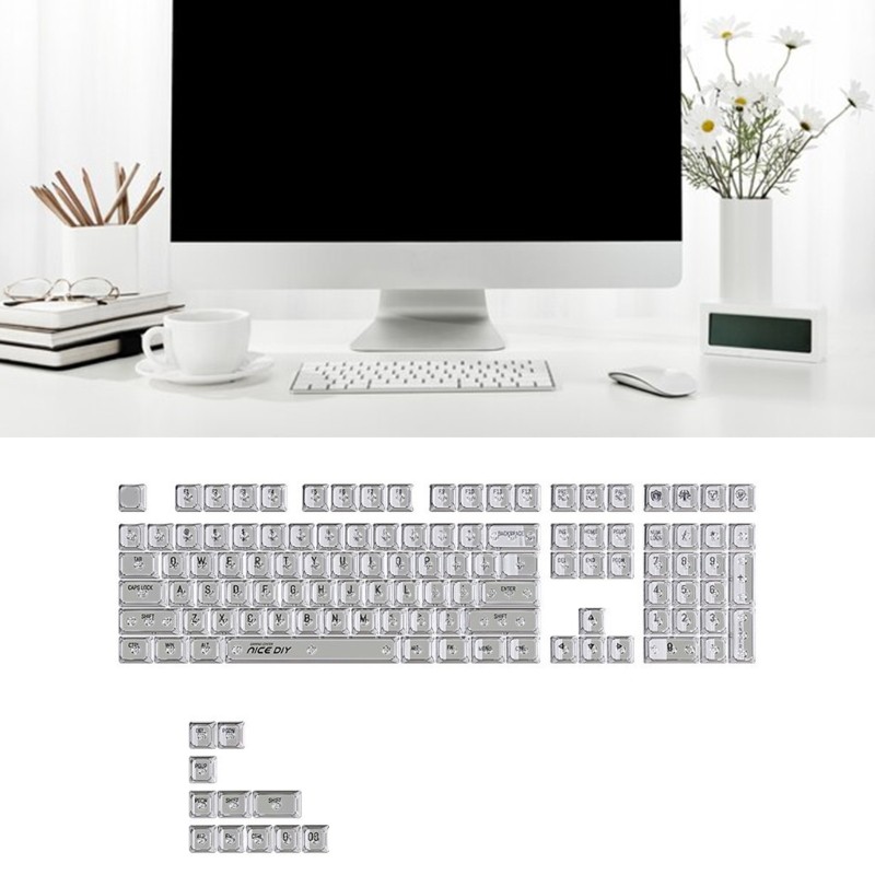 QUU Mechanical Keyboards Backlit KeyCaps 132Keys Crystal Keycaps MDA Profile