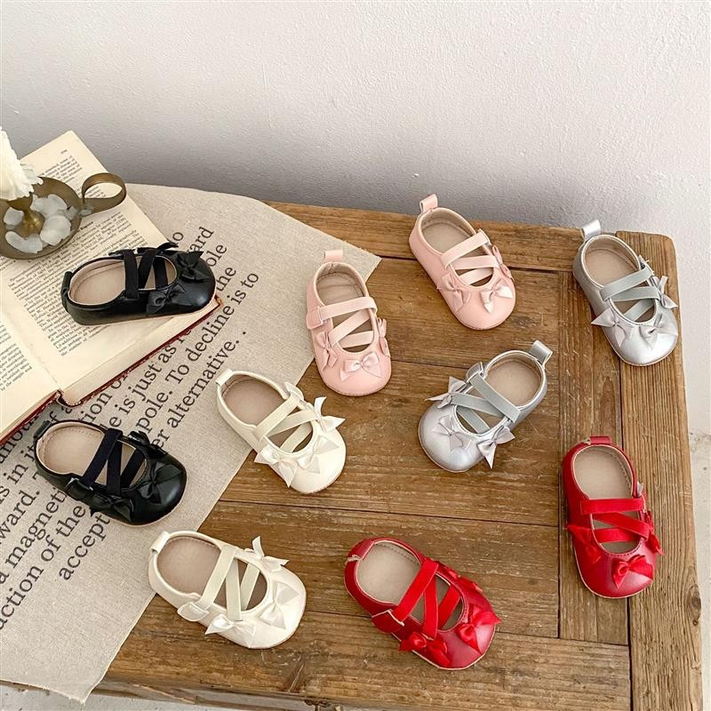 Ins เด็กวัยหัดเดิน Elastic Velcro Bow Princess รองเท้า Soft Sole 0-2 ปี