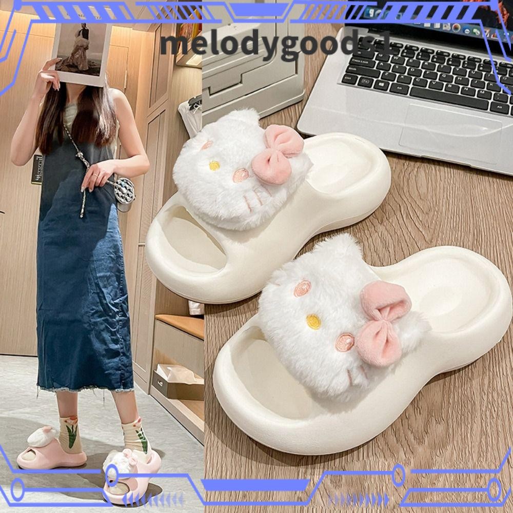 MELODYGOODS1 รองเท้าแตะสไลด์, รองเท้าแตะ Flip Flops น่ารัก, Hot Kitty Slide Shower Funny Shower Shoes Women