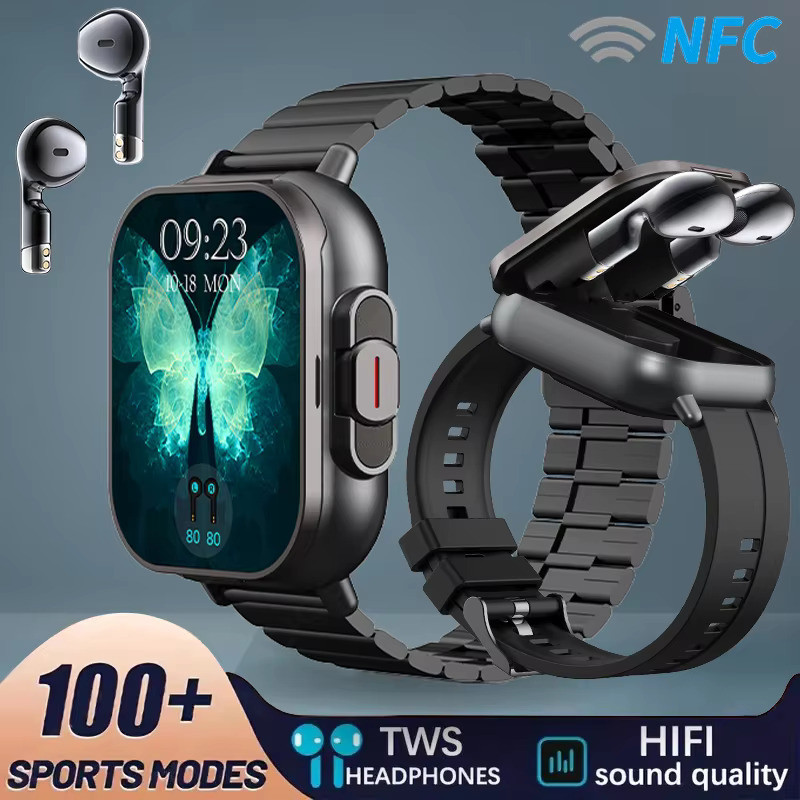 2025 ใหม่สมาร์ทนาฬิกา TWS 2-in-1 ชุดหูฟังบลูทูธหูฟังฟิตเนสกีฬาผู้ชายนาฬิกา GPS Track Smartwatch Heart Rate Monitor เล่นเพลงนาฬิกาผู้หญิง