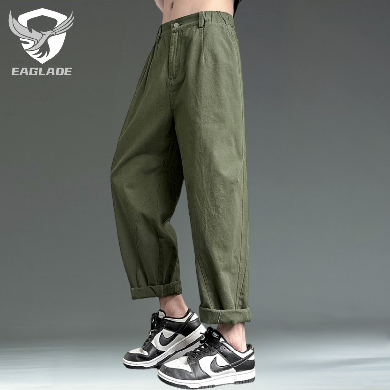 EAGLADE Tactical Cargo Baggy Loose Pants for Men 100% Cotton 811 in Green B02