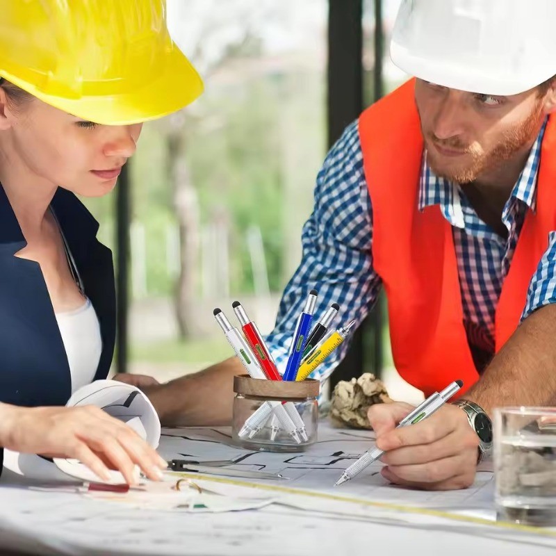 [บ้าน]ปากกาสไตลัสมัลติฟังก์ชั่น 7-ใน-1 พร้อมไขควงและไม้บรรทัดระดับ, สไตลัสหน้าจอสัมผัสสําหรับโทรศัพท์/แท็บเล็ต, เครื่องมือ 6 ใน 1 สําหรับวิศวกรและโครงการ ทําเอง