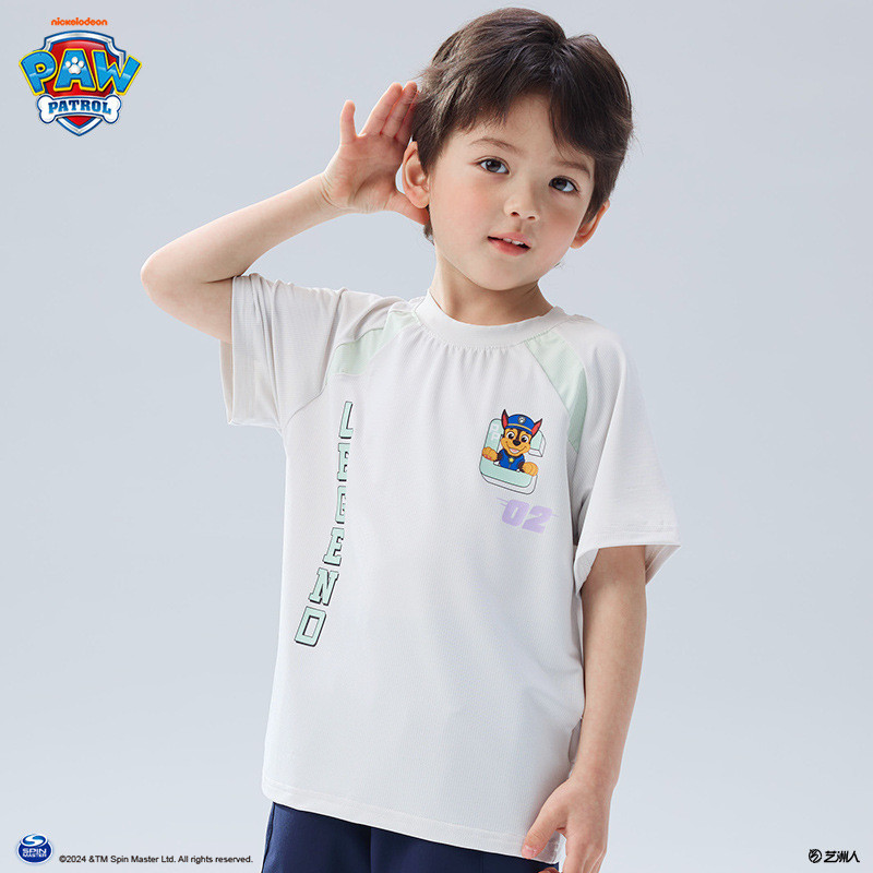 paw patrol เสื้อยืดแขนสั้นเด็กชายทีมวังแขนสั้นสําหรับเด็กแบบใหม่ฤดูร้อนครึ่งแขน
