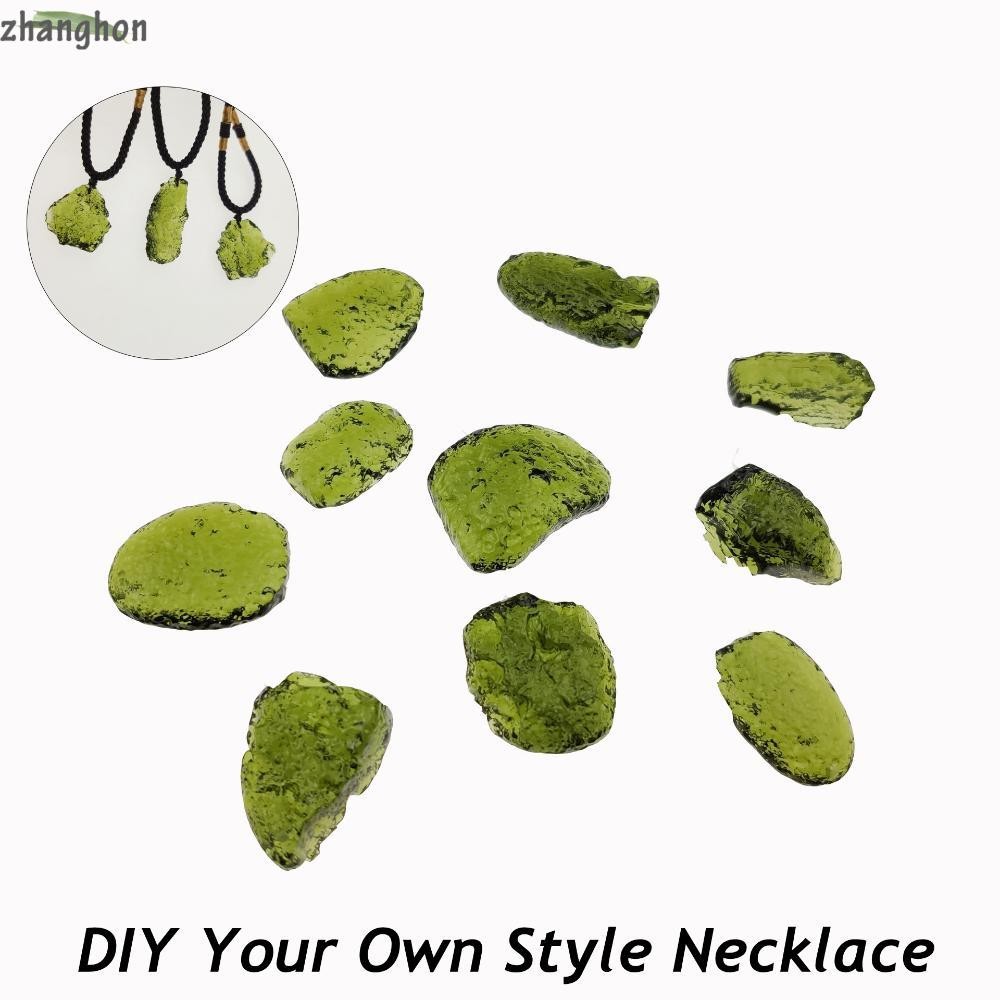 ZHANGHONG Moldavite หินคริสตัลของขวัญสําหรับผู้หญิงผู้ชายเครื่องประดับทําหินคริสตัลสีเขียวบด