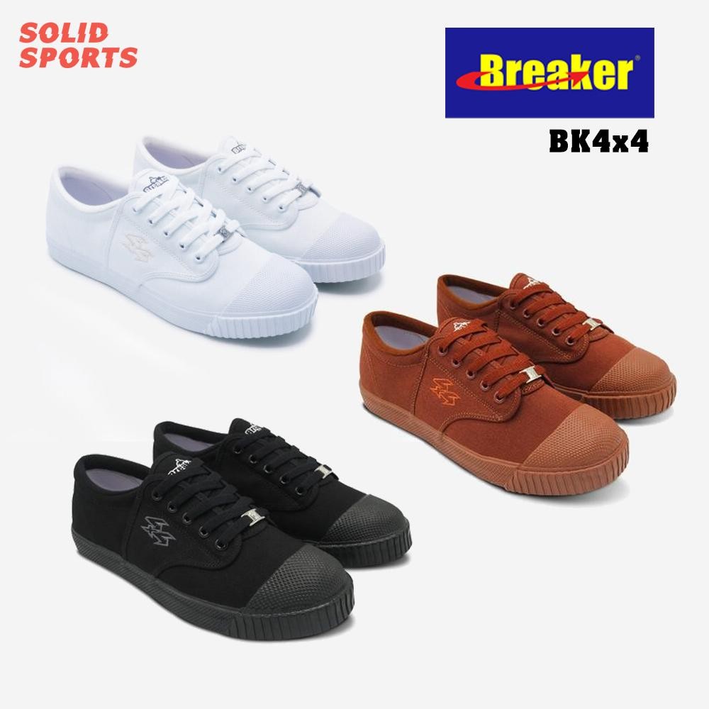 [มีเก็บปลายทาง] รองเท้าผ้าใบ Breaker รุ่น BK4x4 [สีดำ สีน้ำตาล สีขาว] รองเท้าผ้าใบนักเรียน