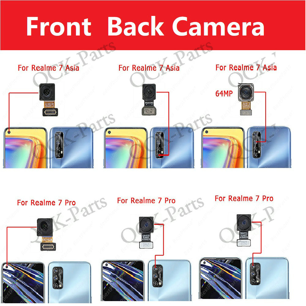 ด้านหน้า Backside กล้องด้านหลังสําหรับ Realme 7 Pro 7i Asia 7Pro 5G Global Selfie กลับดู Facing กล้อ