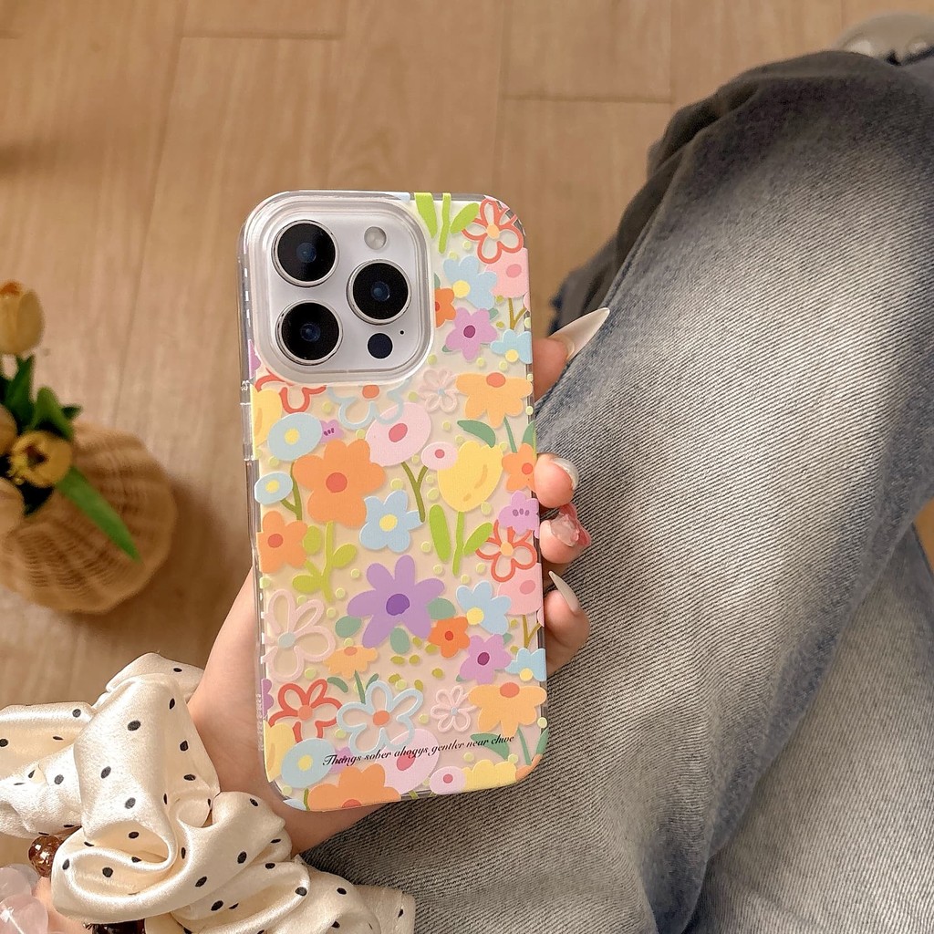 ดอกไม้ที่มีสีสันเคสโทรศัพท์Drop-ResistantสําหรับiPhone 16 Promax 15 Promax 11 12 13 Mini 14plus 11 Promax XS XR XS Max 78 7plus 6SP 6S