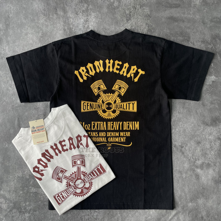 เสื้อยืดแขนสั้นพิมพ์ลายเครื่องยนต์ IRON HEART Wakayama 100%