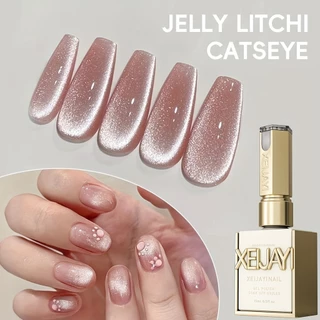 XEIJAYI 15มล--M117 น้ำยาทาเล็บลายตาแมวลิ้นจี่ ติดทนนานและเงางาม สำหรับร้านทำเล็บและของขวัญวันหยุด