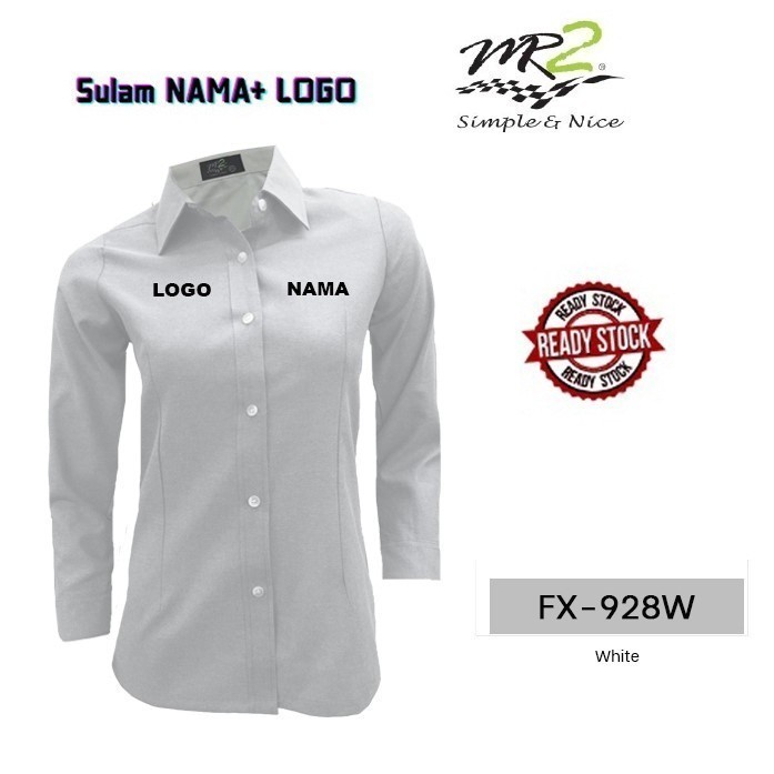สีขาว KORPORATE เสื้อตัดผู้หญิงแขนยาว FX-928W สีขาว, OXFORD TYPE FABRIC JENAMA MR.2