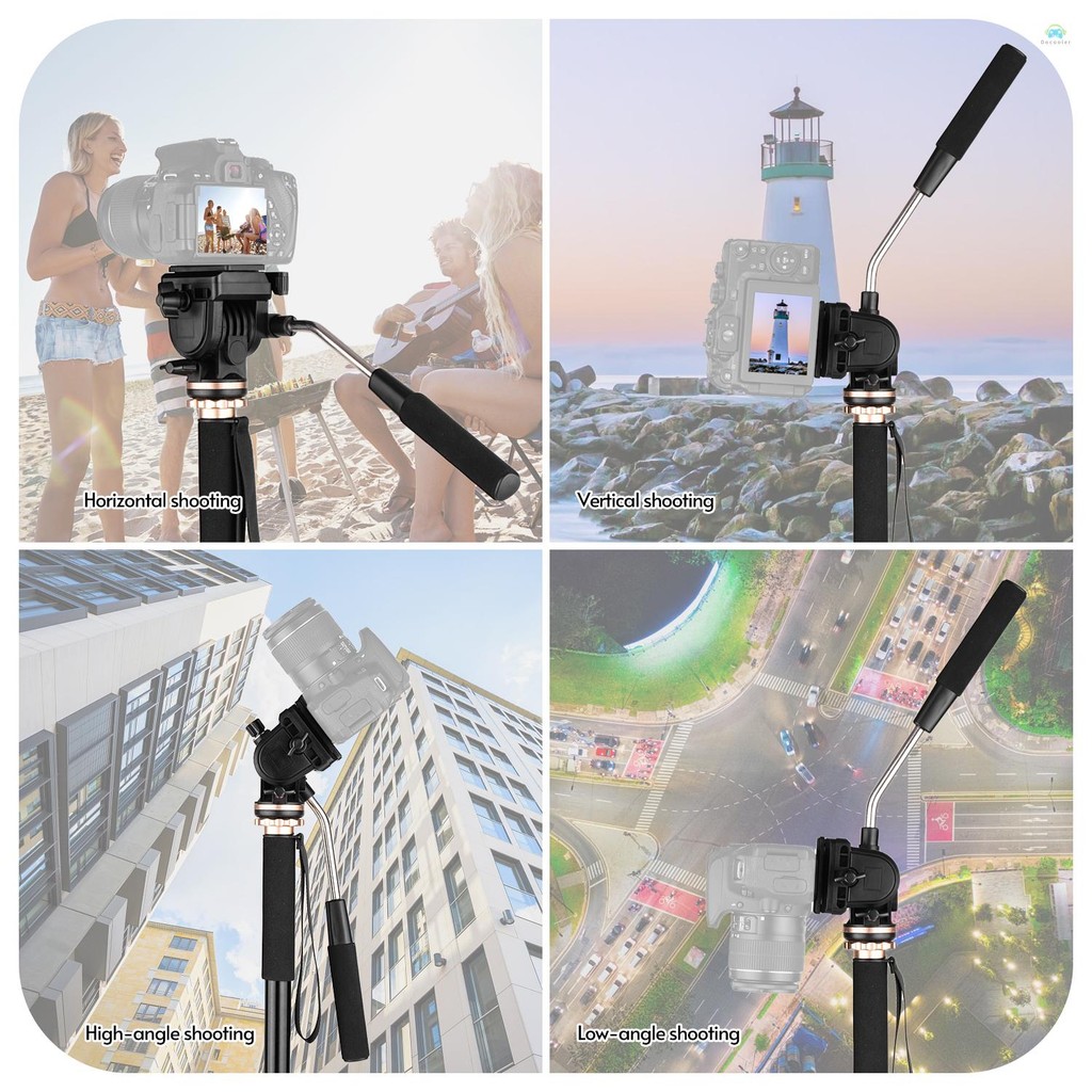 Yb2 Monopod Andoer 173 ซม./68 นิ้วการถ่ายภาพ Monopod ขาตั้งอลูมิเนียม 6 กก.ความจุที่ถอดออกได้ 3 ขาขาตั้งฐาน Pan Tilt Fluid หัวพกพา