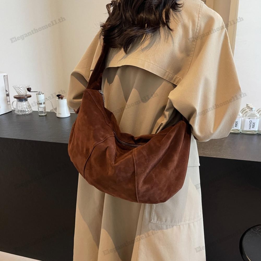 กระเป๋าสะพายหนังนิ่มผู้หญิง Ruched Hobo Tote กระเป๋าถือคลัทช์ขนาดเล็กสําหรับการเดินทาง (กาแฟ)