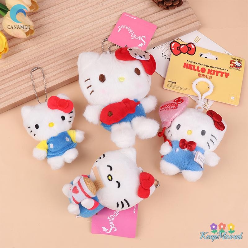 Keepmoving น่ารัก Sanrio Hello Kitty พวงกุญแจตุ๊กตา Kitty Cat Bow ตุ๊กตาตุ๊กตาจี้พวงกุญแจการ์ตูนตุ๊กตากระเป๋าจี้อุปกรณ์เสริมของขวัญใหม่