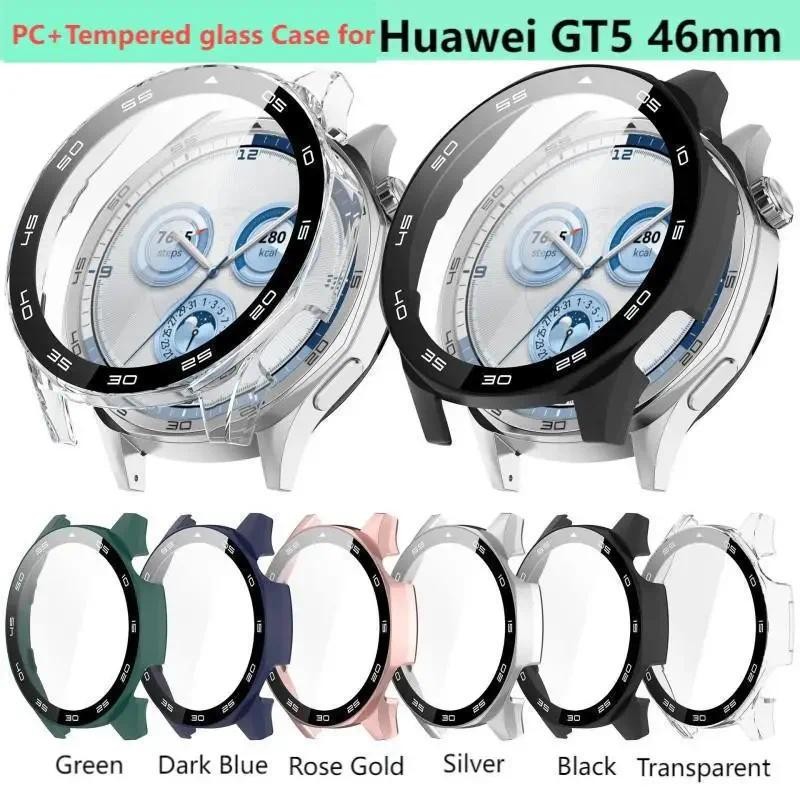 Pc + กระจกนิรภัยสําหรับนาฬิกา Huawei GT5 46 มม.41 มม.ฝาครอบป้องกันหน้าจอกันชนสําหรับนาฬิกา Huawei GT 5 ฝาครอบ Protector