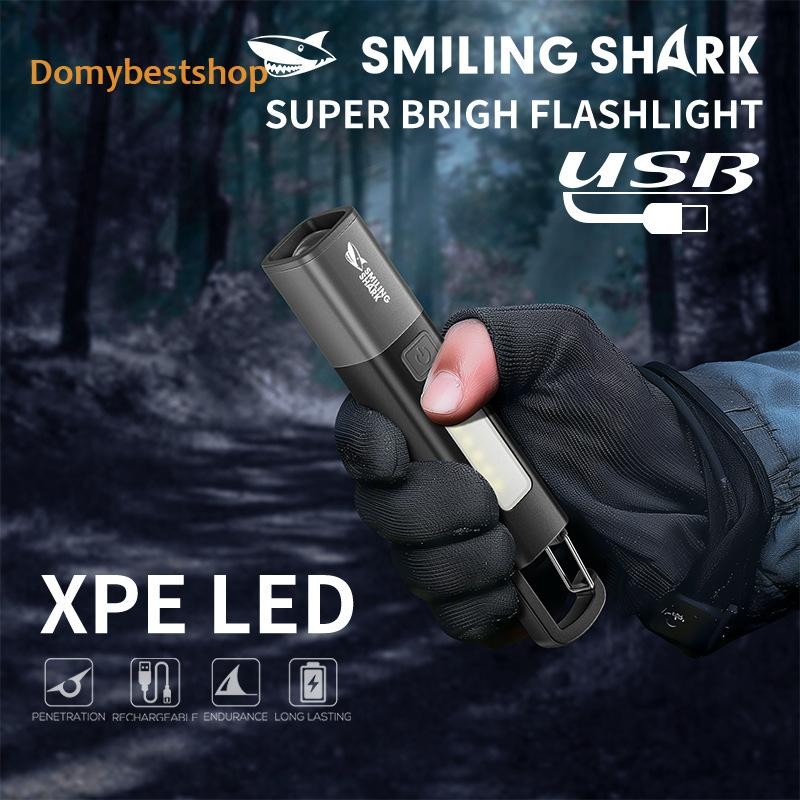 ไฟฉายซูมได้ XPE COB พกพาสะดวก ไฟฉาย Smiling Shark สว่างนาน 72 ชั่วโมง 3 โหมด ชาร์จไฟได้ พาวเวอร์แบงค์พกพา 20000mAh สำหรับการตั้งแคมป์ฉุกเฉิน ชาร์จเร็วด้วย USB-C ความสว่างสูง ดับไฟ สำหรับการเดินทาง ซ่อมแซม ตั้งแคมป์ เดินป่า ตกปลา ไฟดับ