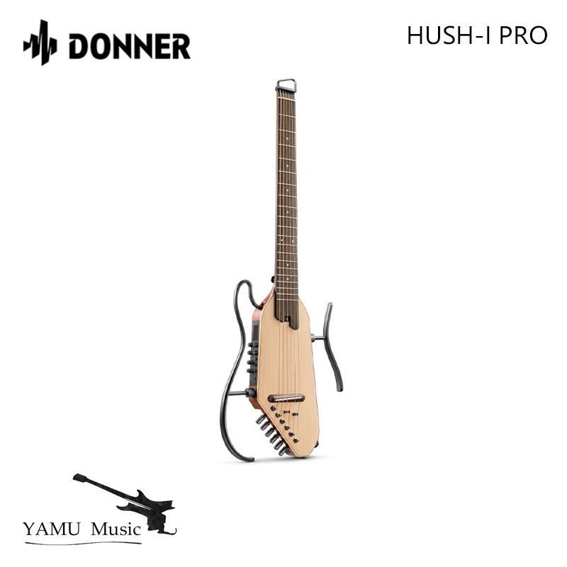 Donner HUSH-I PRO กีตาร์แสงอัจฉริยะแบบพกพาปิดเสียงพร้อมเอฟเฟกต์โทนกีตาร์เดินทาง รวมกระเป๋ากีตาร์ สาย