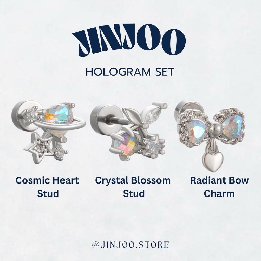 Jinjoo จิวต่างหู รุ่น Hologram set สีสันสวยงาม หนา 0.8 mm. (แป้นแบน)(สแตนเลส316) รหัส JJ71