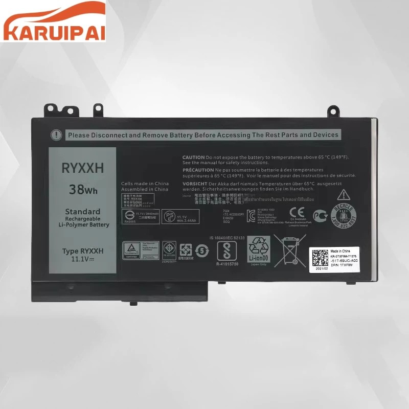 ✿RYXXH แบตเตอรี่แล็ปท็อปสำหรับ Dell Latitude 12 5000 11 3150 3160 3550 E5450 E5550 Series 9P4D2 38WH