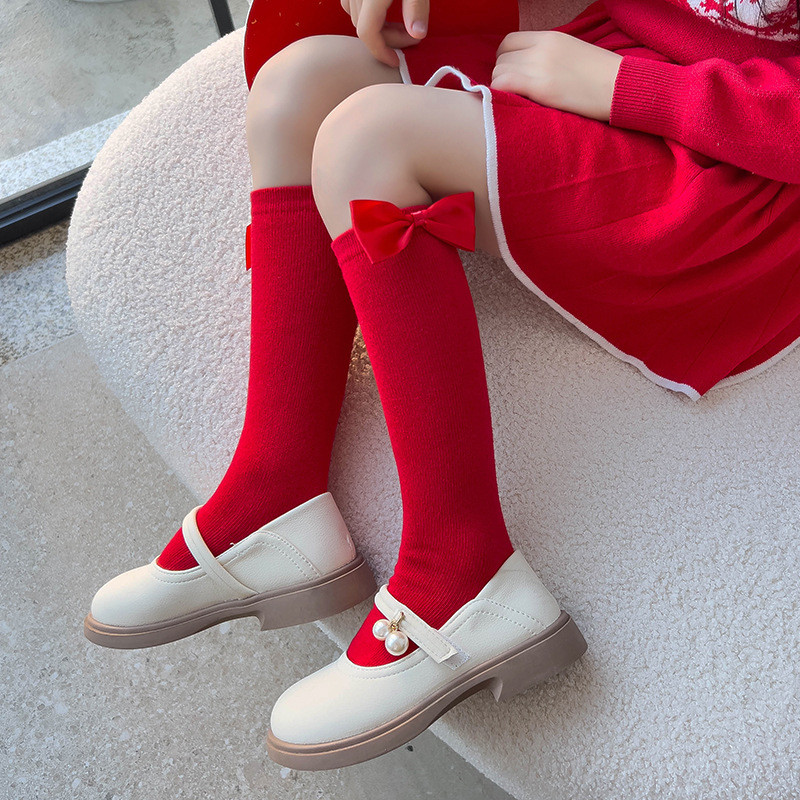 สาวถุงเท้าคริสต์มาสโบว์น่ารักถุงเท้ากลางลูกวัว - รูปที่ 5