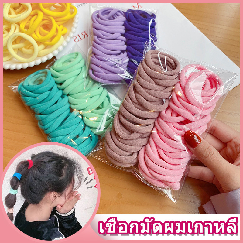 เจ309 100ชิ้น/ขวดสไตล์เกาหลีที่เรียบง่ายเชือกผมลูกอมสีผมวงกลมยางรัด