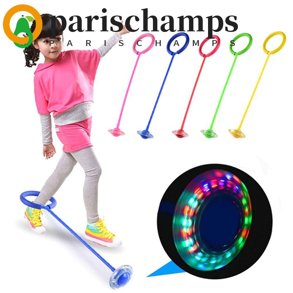 Parischamps ลูกบอลเด้งเรืองแสงเล่นสนุกกีฬากลางแจ้งสวิงบอลของเล่นกระโดดเชือกกีฬาเด็กฟิตเนสหนึ่งเท้ากระพริบล้อ