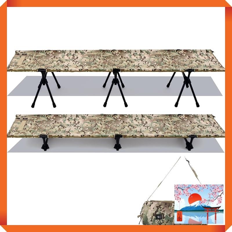 VENTLAX 2WAY Tactical Cot 1000D Lightweight 3kg Silent design High/Low switchable (Green Camo)