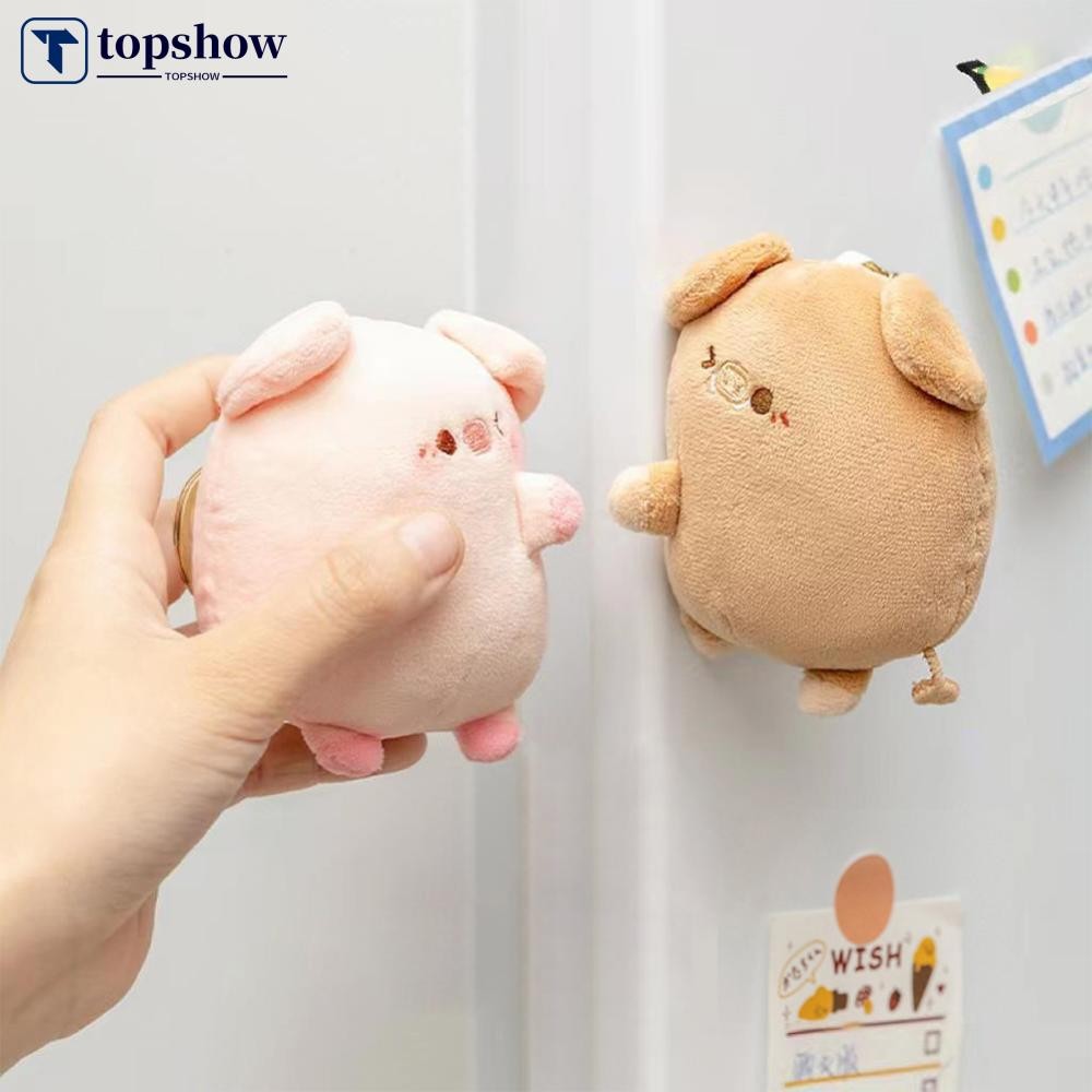Topshow คู่ Magneticed คู่หมูตุ๊กตาพวงกุญแจน่ารักสร้างสรรค์ Plush Kawaii กระเป๋าเป้สะพายหลังแม่เหล็กจี้ของเล่น G9Q6