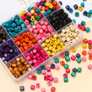 St. kunkka 100 ชิ้นลูกปัดไม้สี่เหลี่ยมลูกปัด Spacer สีสันสดใ…