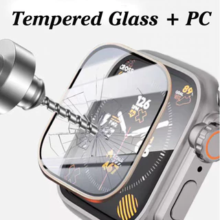 กระจกนิรภัย PC กรณี for Apple Watch SE 3 2 49mm 40mm Series 11 10 9 8 7 Se 6 5 4 3 2 1 IWatch 41mm 44mm 45mm 46mm
