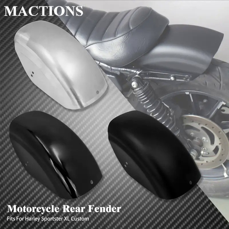 MoMotorcycle Flat Rear Short Fender Mudguard Cover Cafe Racer For Harley Sportster XL1200 883 72 48 