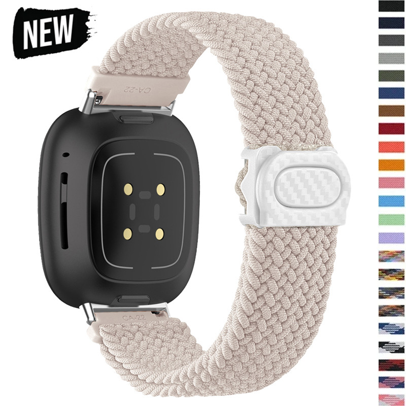 สายรัดไนลอนสีเข้ากันได้สําหรับ Fitbit Versa 4 3 2 1 Versa Lite สายรัดทดแทนกีฬาสําหรับ Fitbit sinese2/1 อุปกรณ์เสริมนาฬิกา