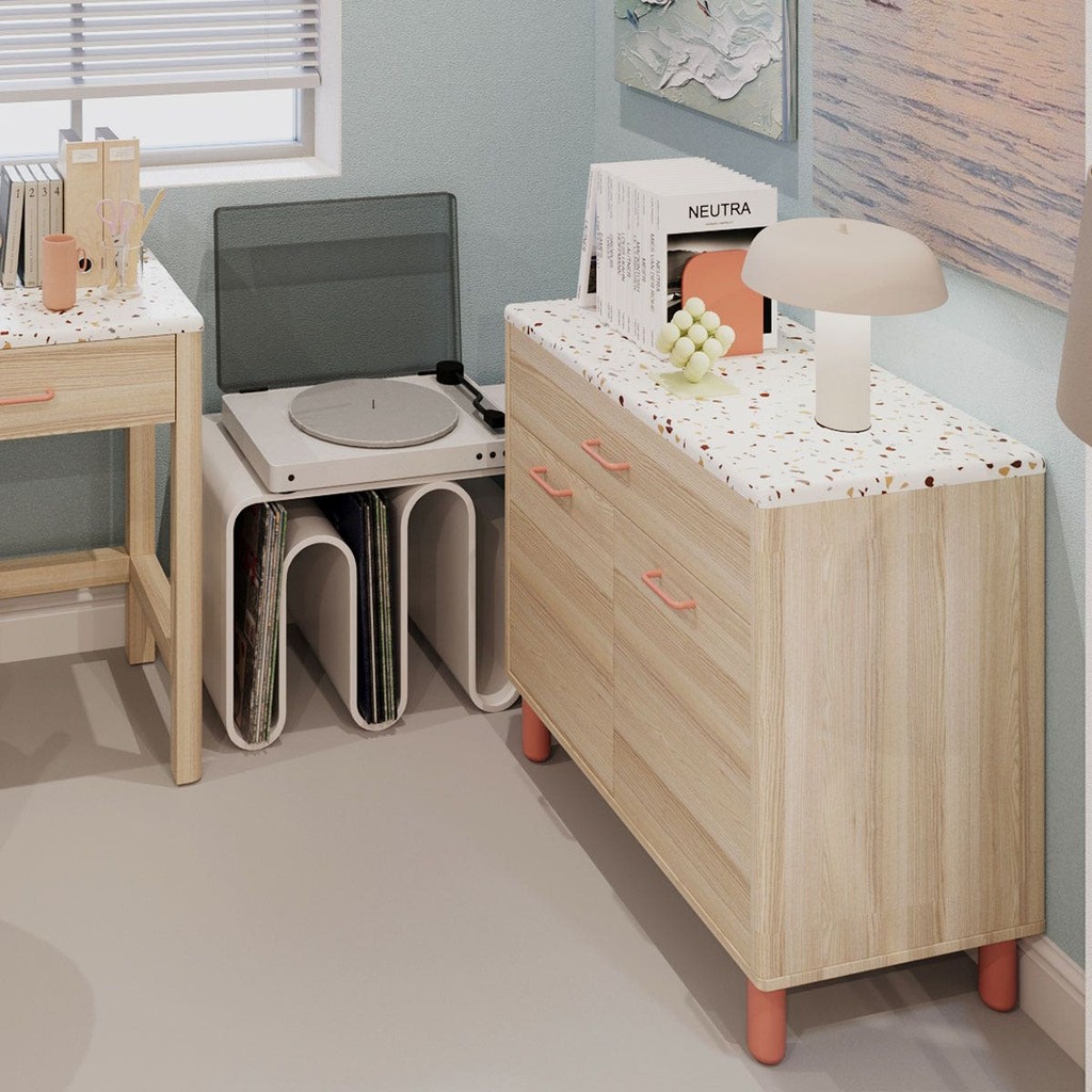 Koncept Furniture ตู้เตี้ย รุ่น CHICHA สีไม้อ่อน (80x45x80 ซม.) แบรนด์ KONCEPT FURNITURE