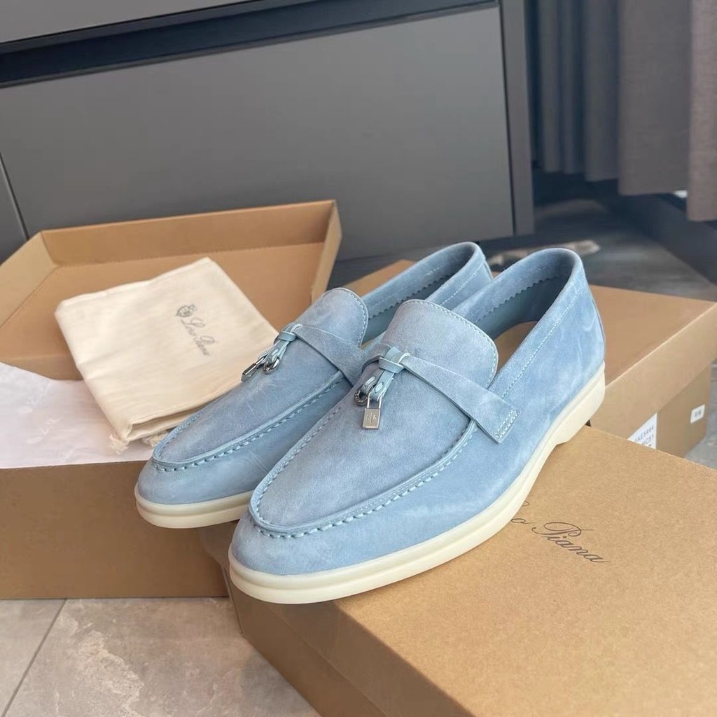 Loro * pian24 รองเท้าผู้หญิง LP รองเท้าโลฟเฟอร์รองเท้าแบนลําลองคนขี้เกียจ One-Pedal pu Tassel Shoes 2024 10.31