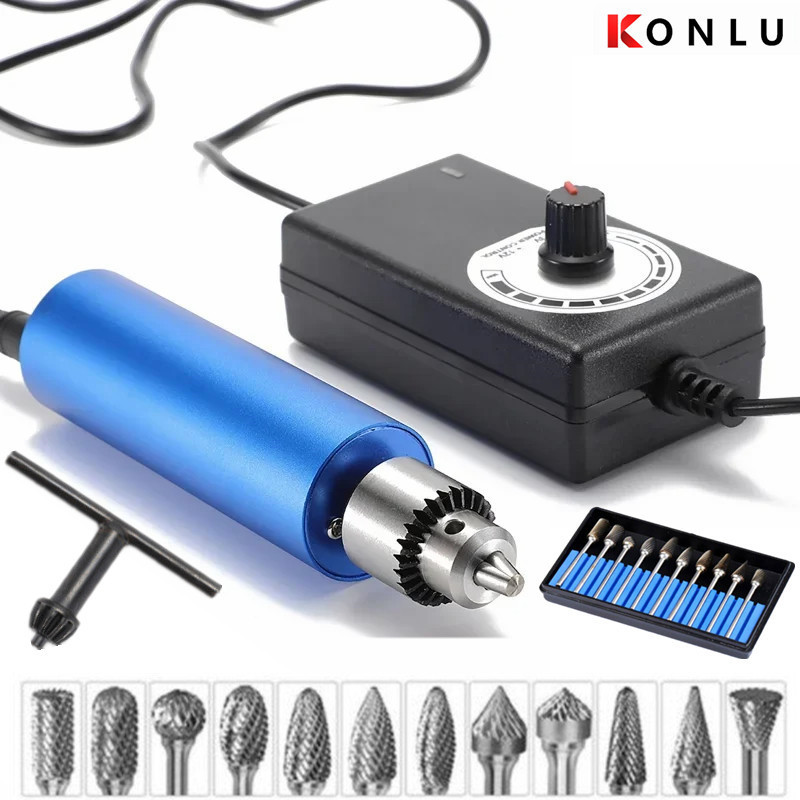 เครื่องเจียร์ mini สว่านจิ๋วไฟฟ้า 12V-24V 13000RPM แถมเครื่องประดับ135ชิ้น ขัด - รูปที่ 2