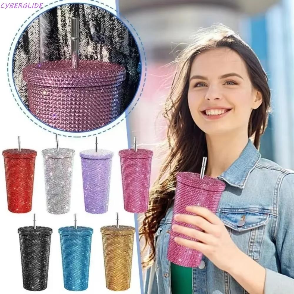 Cyberglide Glitter ถ้วยกาแฟ, 500 ml/750 ml Double Layer Rhinestone Thermos ขวด, Drinkware Creative Reusable ฉนวนกระติกน้ําสูญญากาศคนรัก