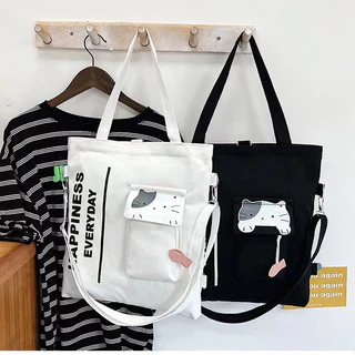 V-shop2 กระเป๋าผ้าแคนวาสใบใหญ่ใส่ได้ใส่ของได้เยอะ-มีหลายช่องใส่ของได้ JJ096