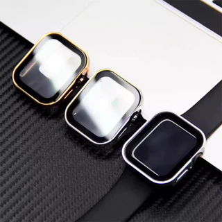 2 in1 ที่อยู่อาศัยกระจกนิรภัย for Apple Watch Ultra/SE 3 2 49mm 46mm Series 11 10 9 8 7 6 5 4 IWatch 40mm 41mm 44mm 45mm