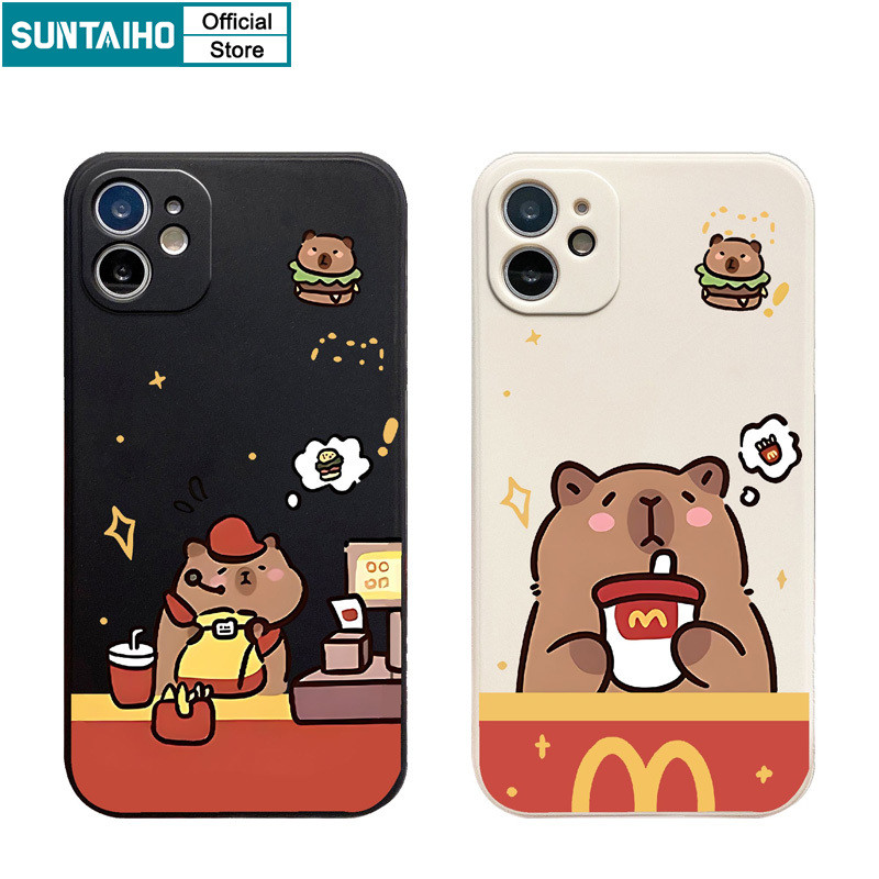 Suntaiho เคสไอโฟน ตลกน่ารักปลอก Capybara รูปแบบเคสโทรศัพท์สําหรับ Iphone 16 15 14 13 12 11 Pro Max IP 7 8 Plus Iphon X Xs XR Xs Max Silicon Soft Premium กันกระแทกปกหลัง