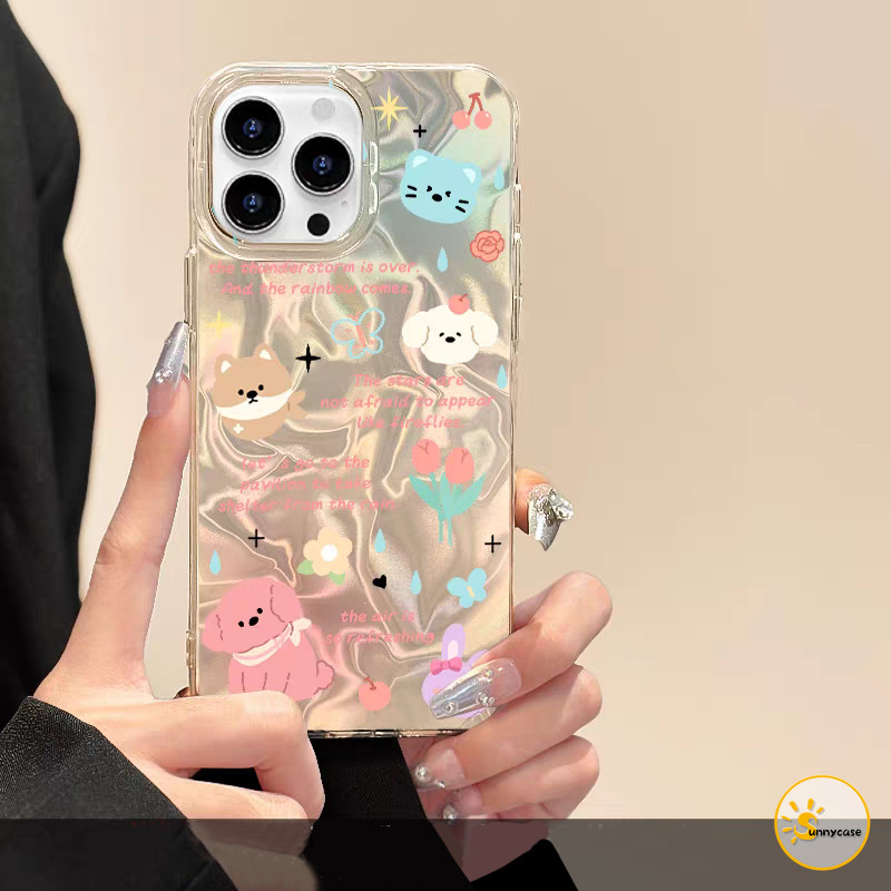 เคสลายคลื่นหมีหมาสุดน่ารัก เข้ากันได้กับ IPhone 7Plus 13 11 16 12 15 14 Pro Max XR X 16 8 Plus 16 15 11 14 Pro XS Max SE