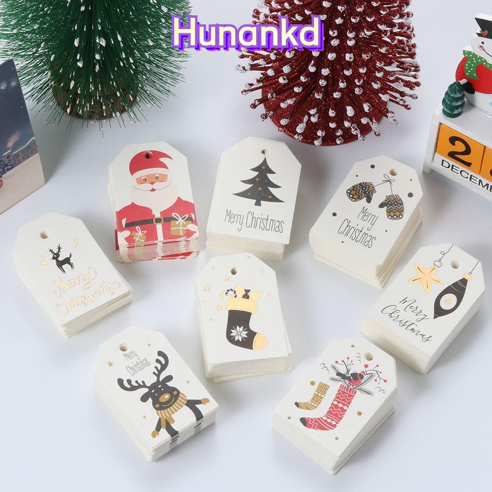 Hunan 50 ชิ้น 50 ชิ้น การ์ดกระดาษฉลากคริสต์มาส, กระดาษห่อของขวัญ DIY แขวนแท็ก